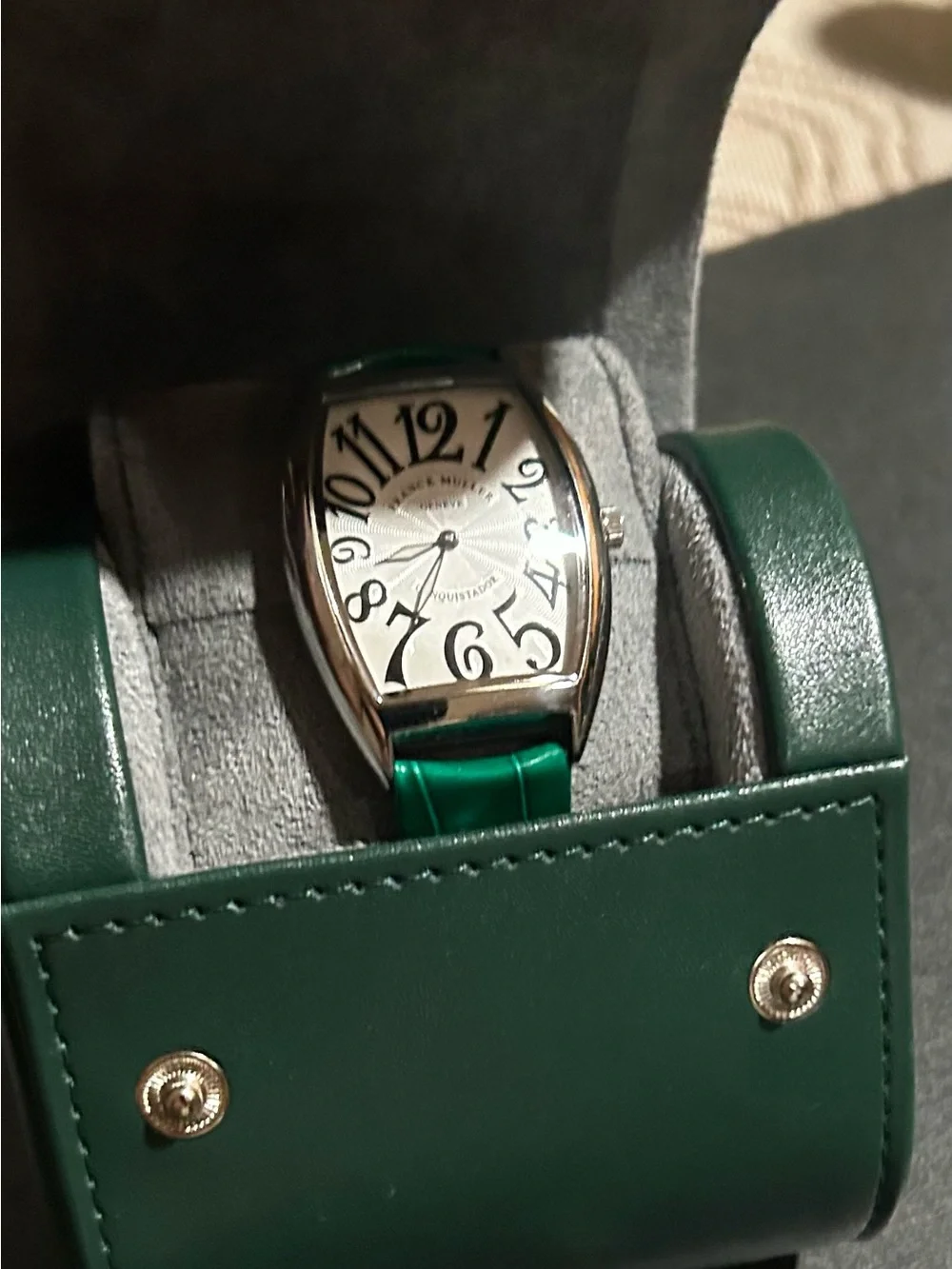 Franck Muller Conquistador Watch with Bold Green Alligator Strap